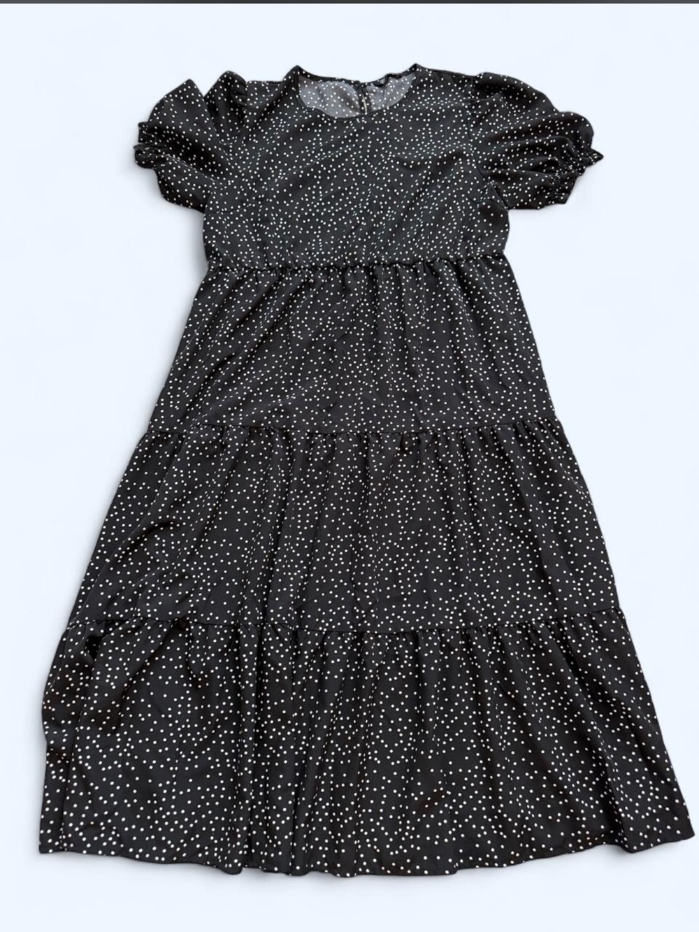 Women’s Black Polka Dot Tiered Dress